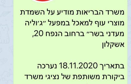 קיבלתם הודעה על "ביקורת של משרד הבריאות "? שימו לב – מי מנסה לפגוע בחברת 'ג'וליה מעדני בשר'? ההודעה שהופצה בקבוצות לא נכונה!