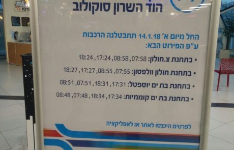 ביום ראשון זה מתחיל – שינויים בזמני הנסיעה ברכבות